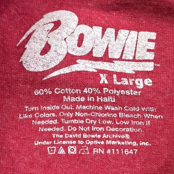 David Bowie Tee Shirt Men's Size XL Red Retro Band Rock British - Picture 4 of 8